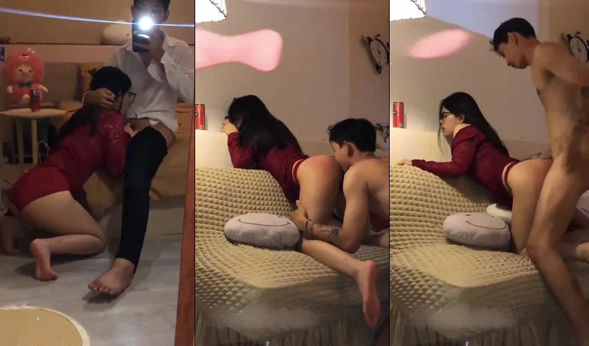 Bé sinh viên kính cận váy đỏ đưa em đi chơi mà anh vét máng vỗ đỏ hết cả mông em